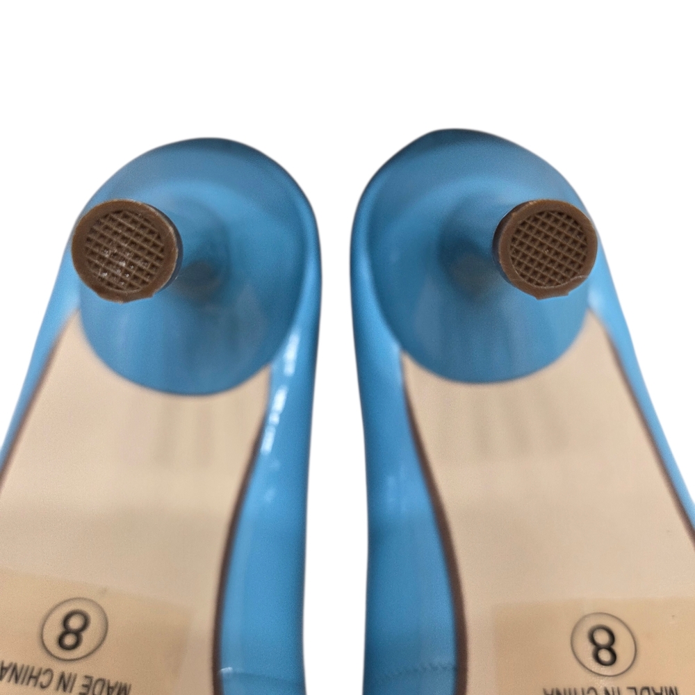 DELICIOUS Patent 4" Stiletto Heel Classic Pointed Toe Pumps Sz 8 Blue VTG NEW - Picture 10 of 16